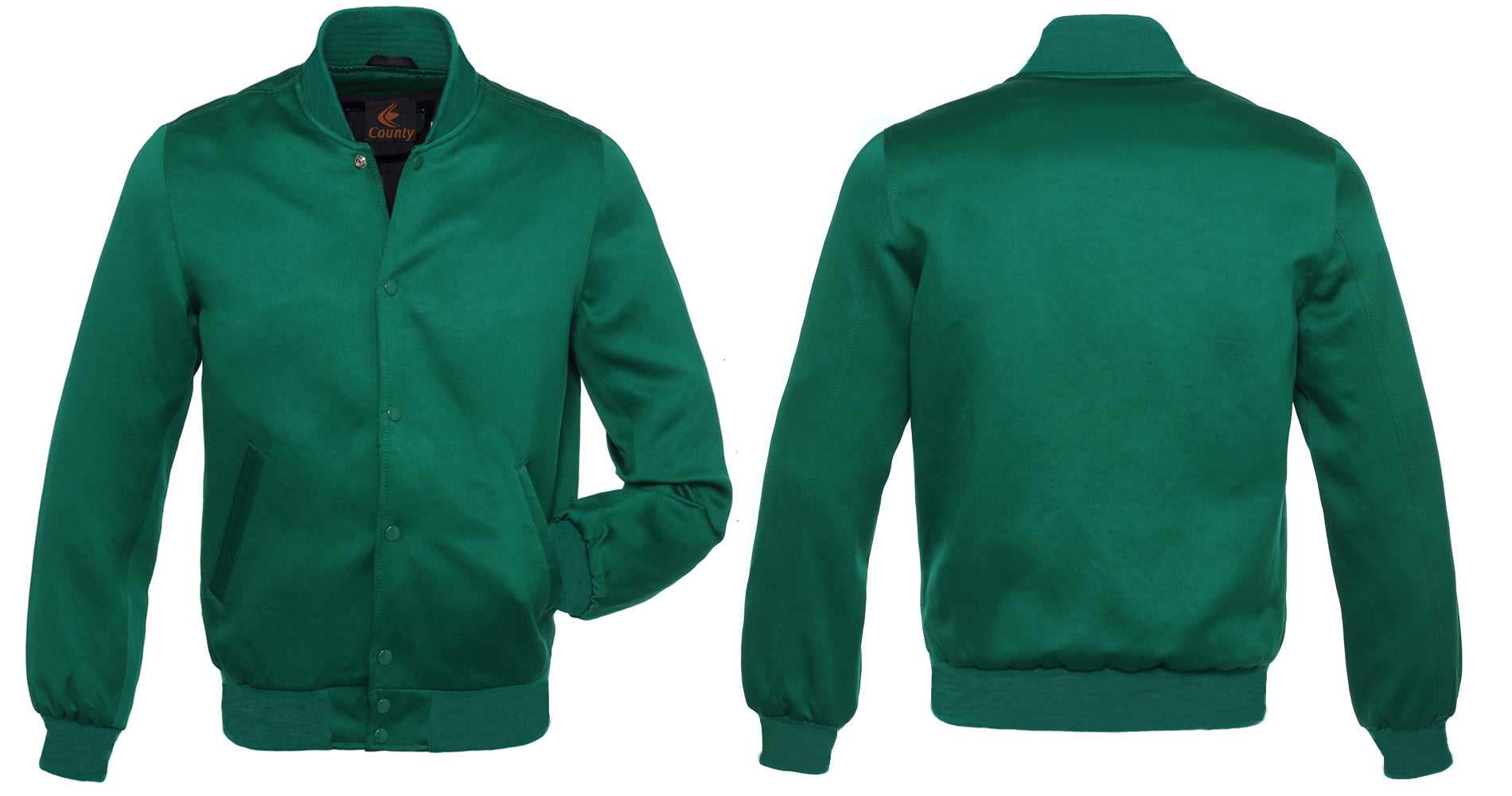 Varsity Jacket Forest Green Satin Jacket Mens Letterman Jacket