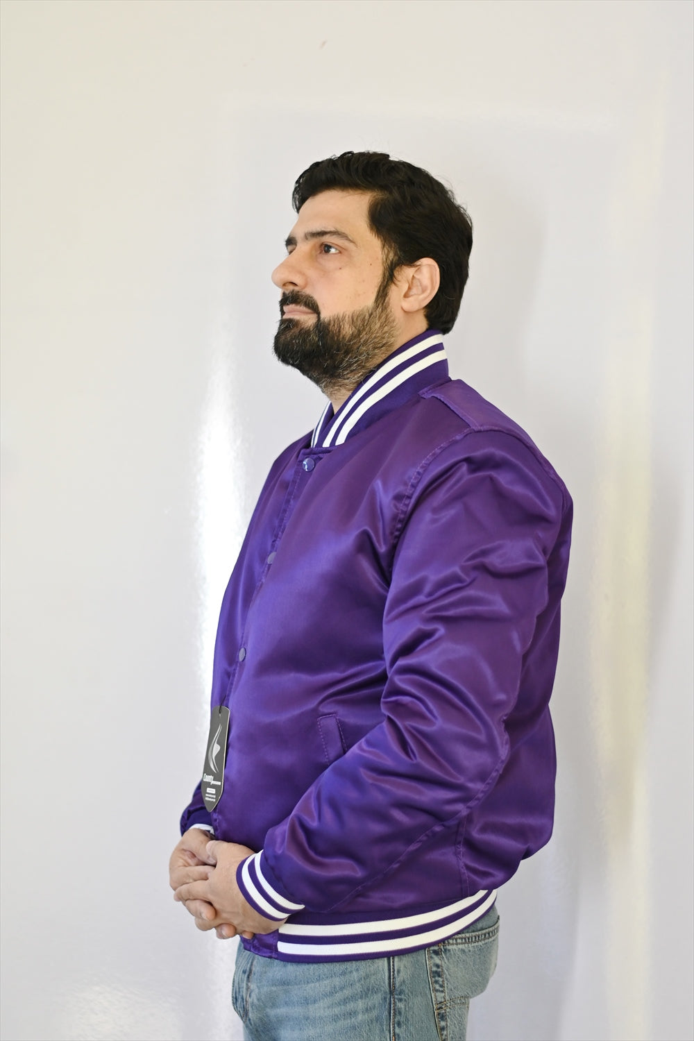 Varsity Jacket Mens Purple Satin Jacket Mens Letterman Jacket