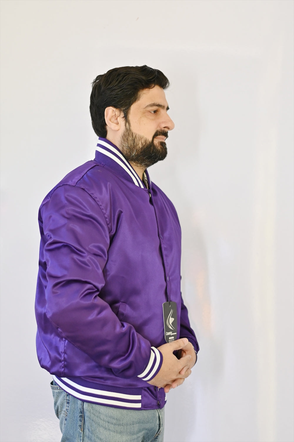 Varsity Jacket Mens Purple Satin Jacket Mens Letterman Jacket