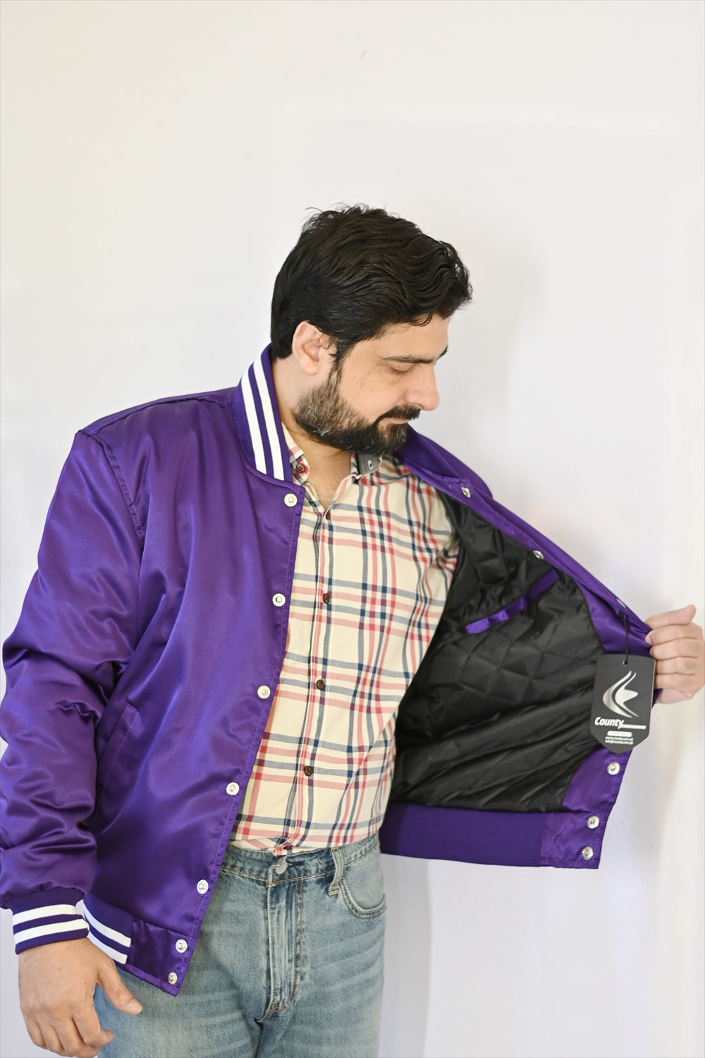 Varsity Jacket Mens Purple Satin Jacket Mens Letterman Jacket