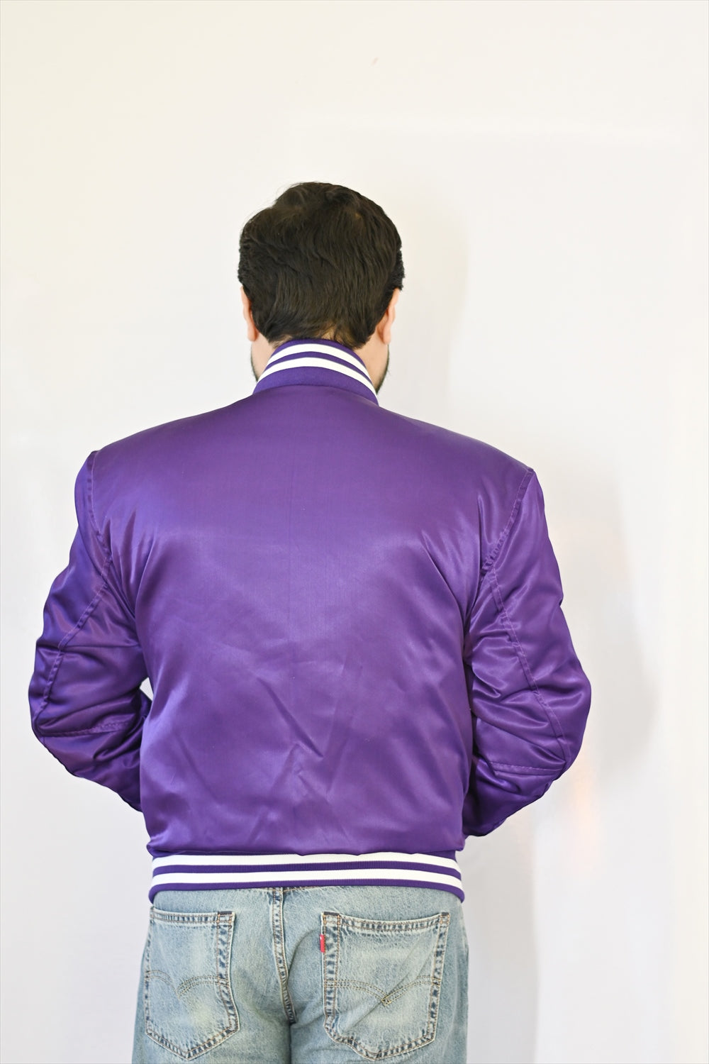 Varsity Jacket Mens Purple Satin Jacket Mens Letterman Jacket