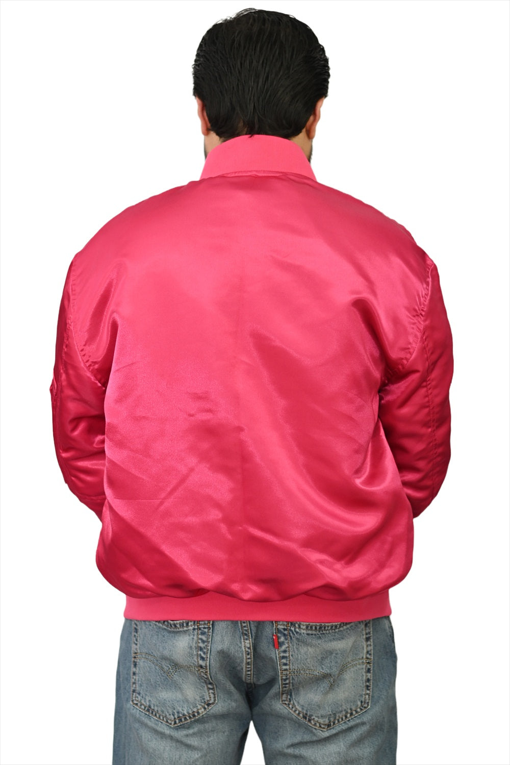 Letterman College Varsity Bomber Satin Jackets Quality Jacket Sports Wear Hot Pink Satin