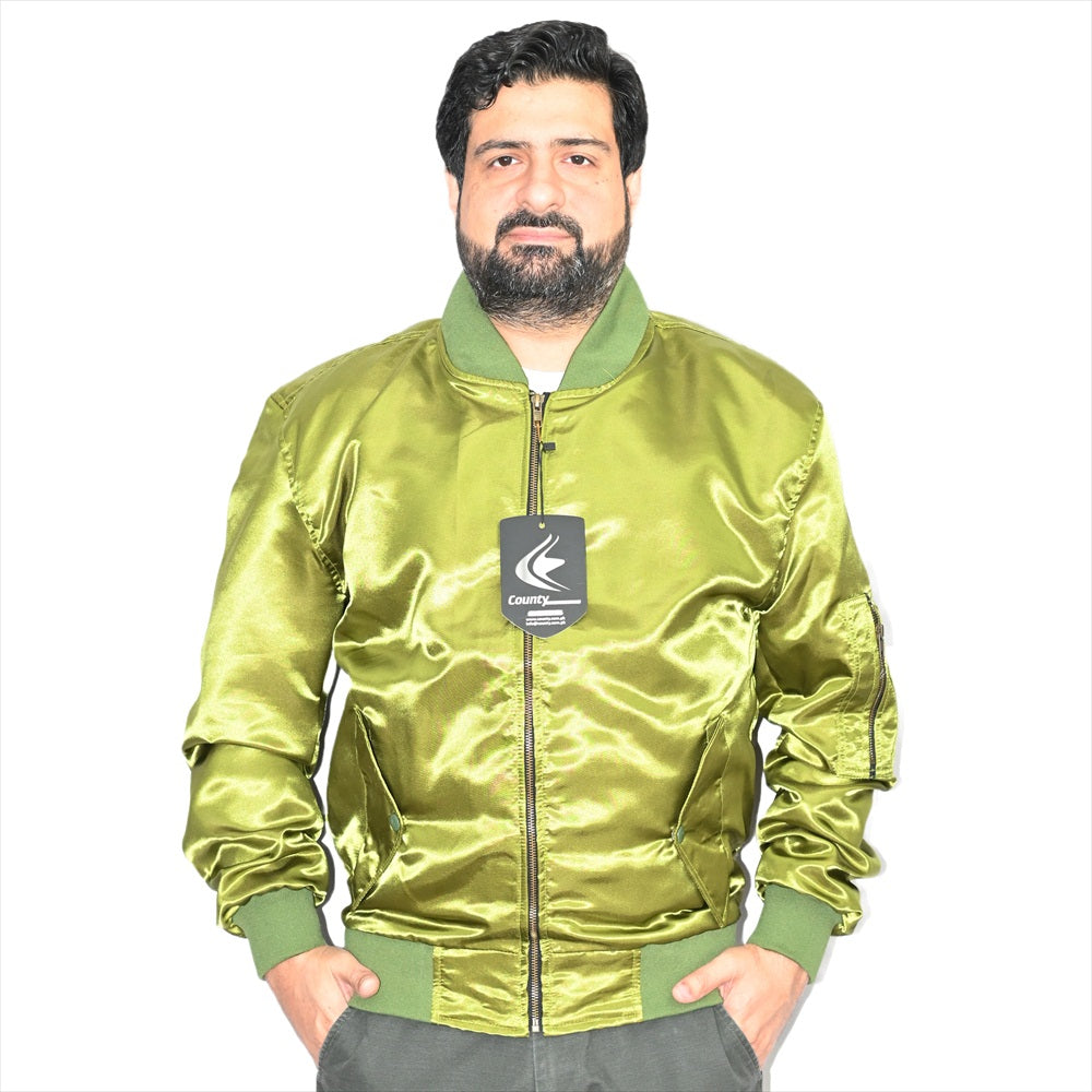 Letterman College Varsity Bomber Satin Jackets Quality Jacket Sports Wear Olive Green Satin