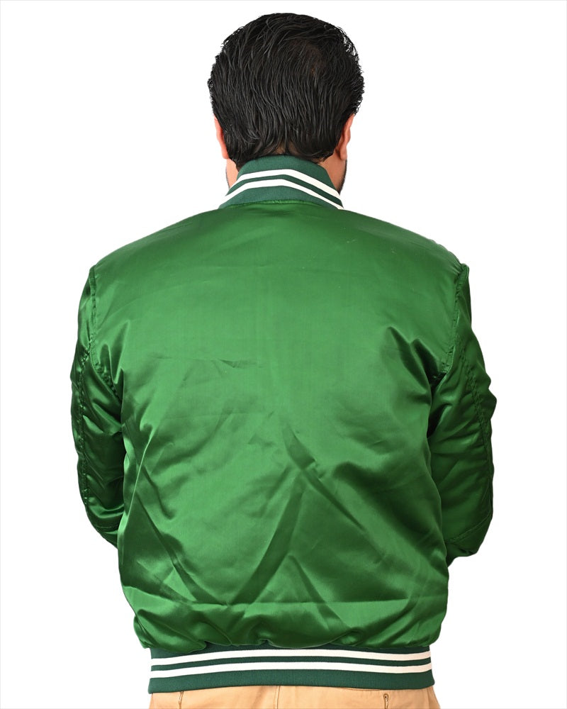 Letterman Jacket Green Satin Jacket Ladies Varsity Jacket