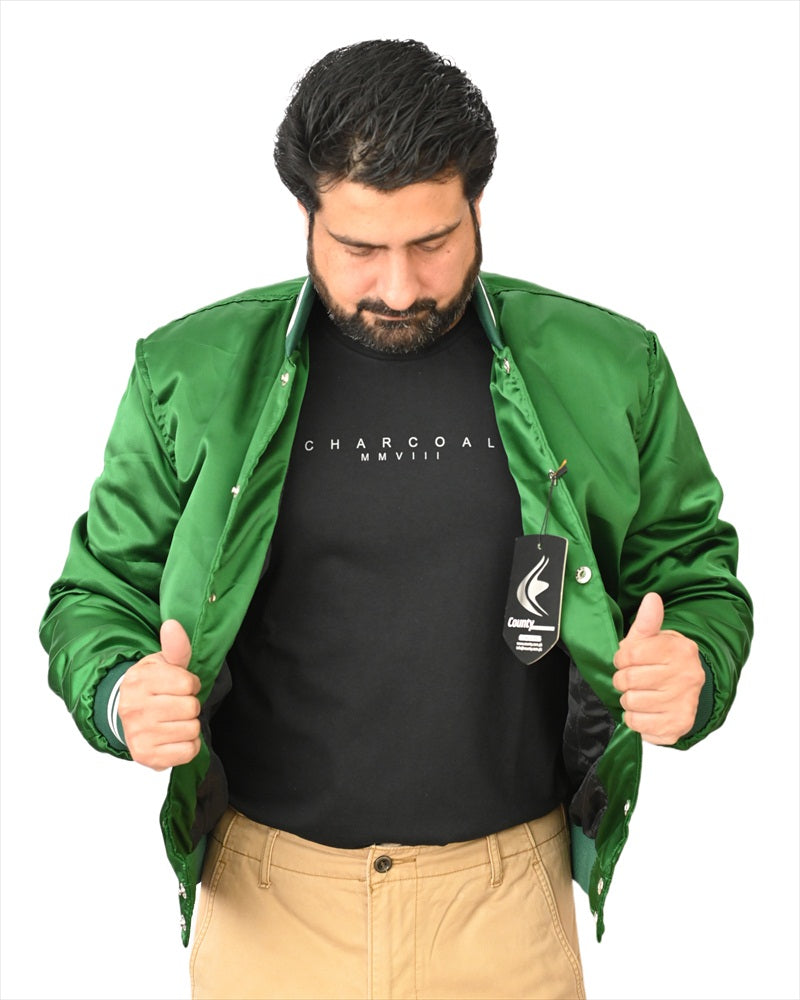 Letterman Jacket Green Satin Jacket Ladies Varsity Jacket