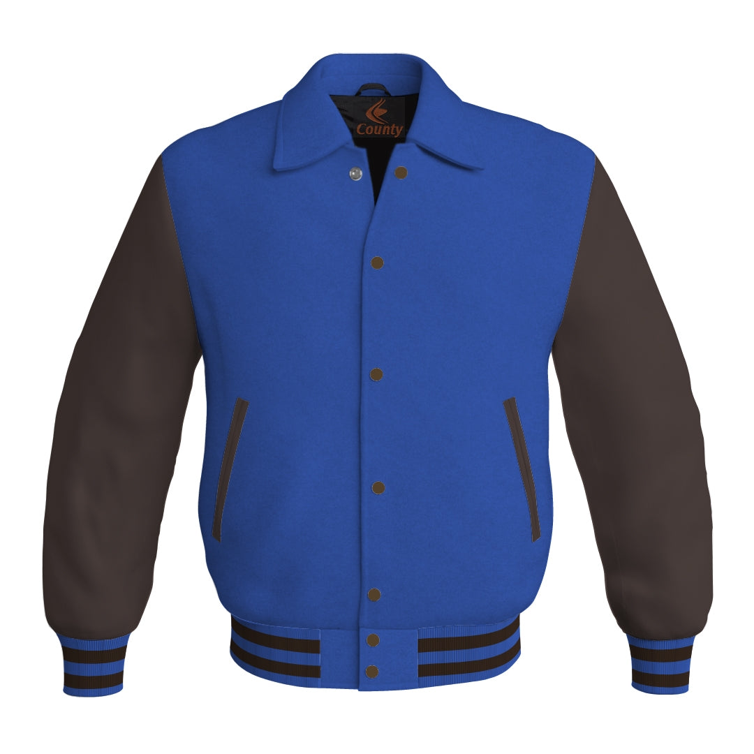 Letterman Varsity Classic Jacket Blue Body and Brown Leather Sleeves