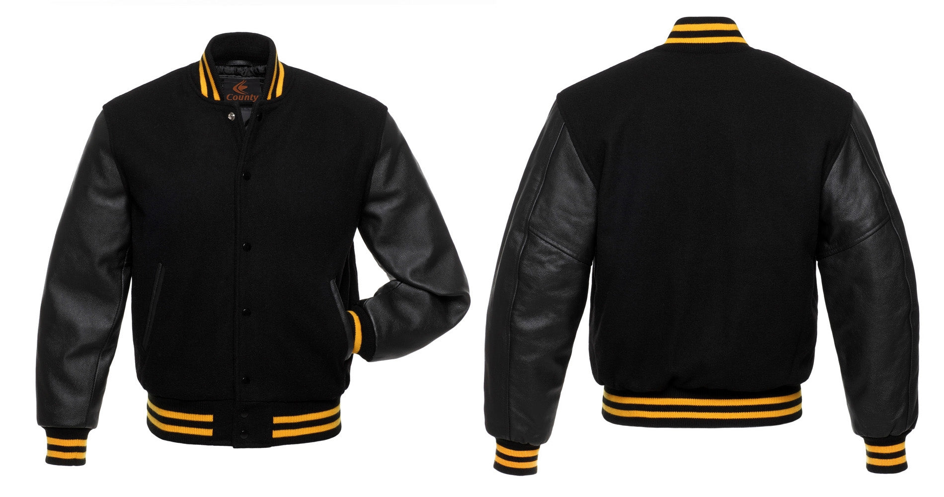 Varsity Jacket with Black Body and Black Leather Sleeves