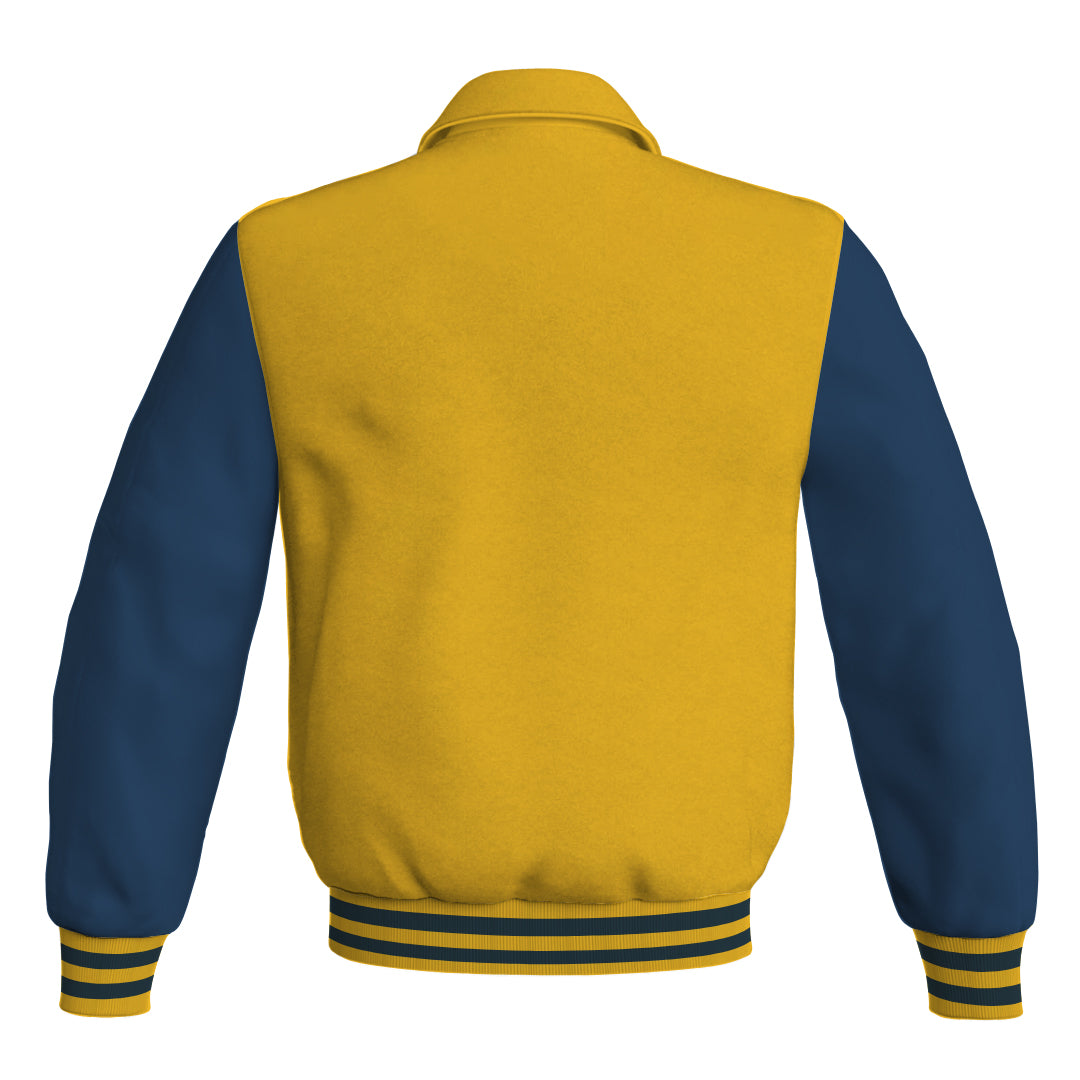 Letterman Varsity Classic Jacket Yellow/Gold Body and Navy Blue Leather 