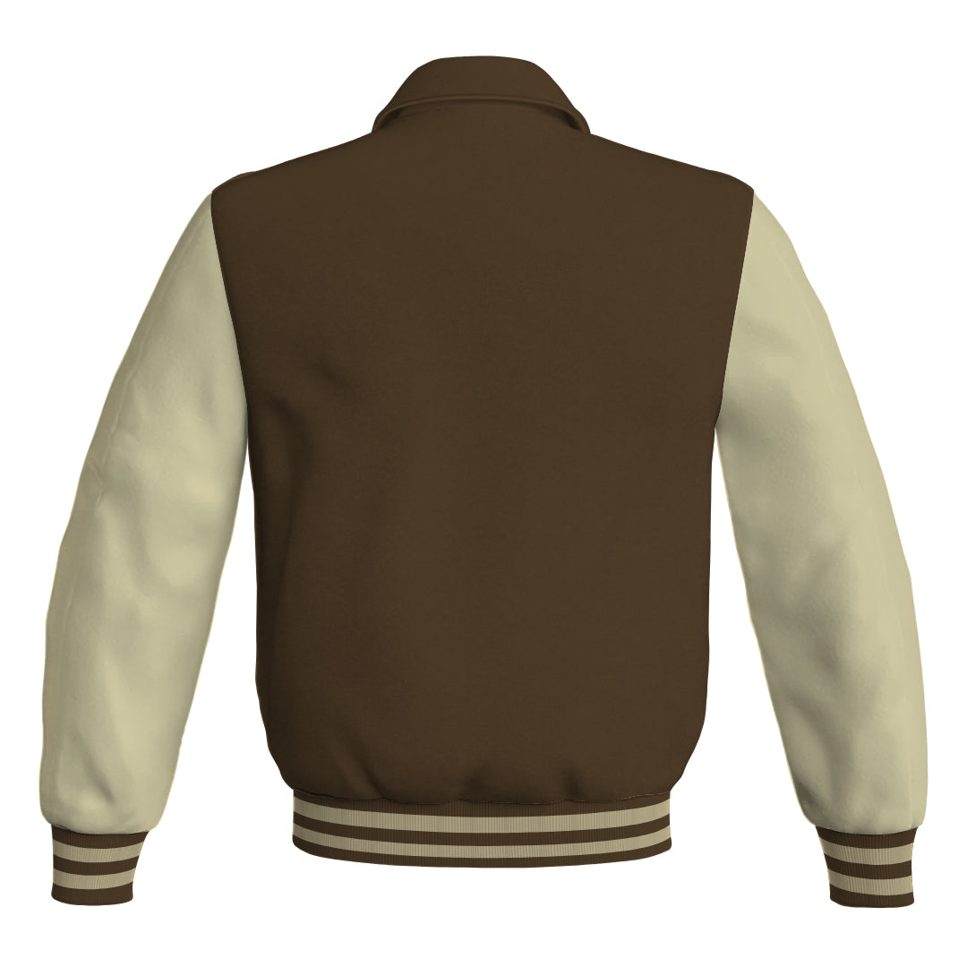 Letterman Varsity Classic Jacket Brown Body and Cream Leather 