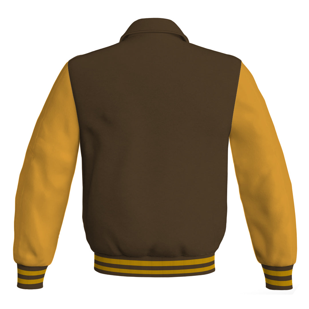 Letterman Varsity Classic Jacket Brown Body and Gold Leather