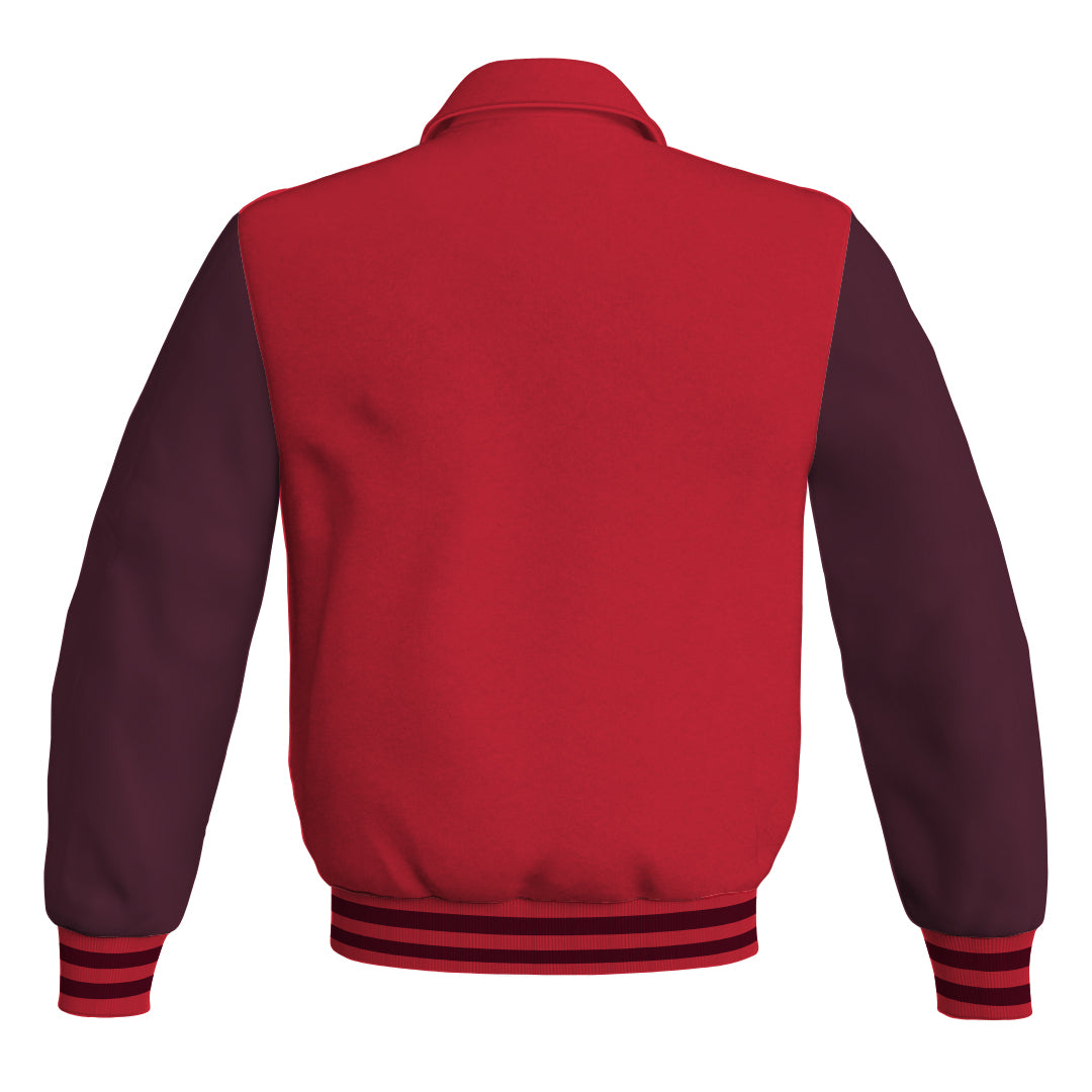 Letterman Varsity Classic Jacket Red Body and Maroon Leather 