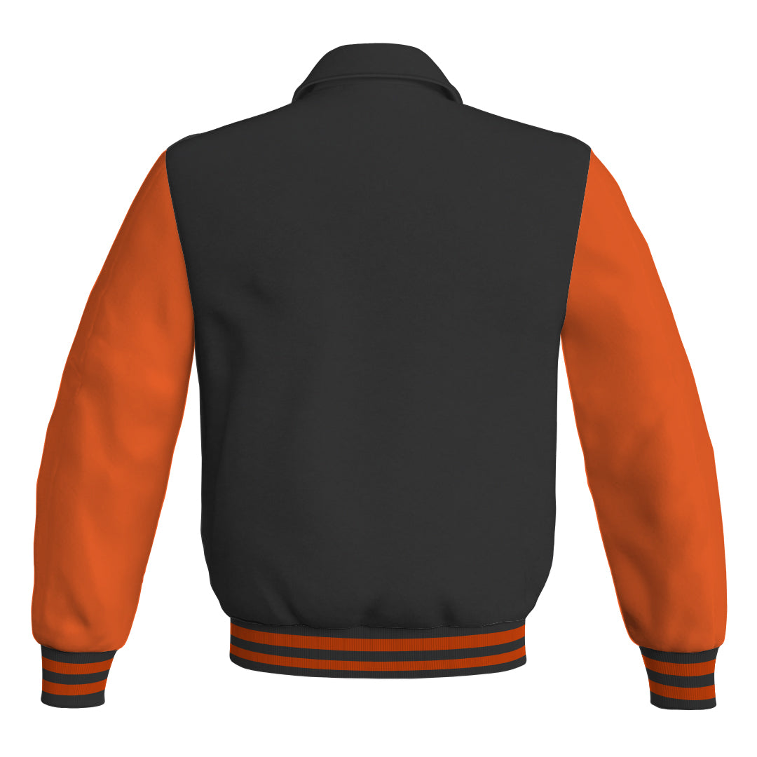 Letterman Varsity Classic Jacket Black Body and Orange Leather 