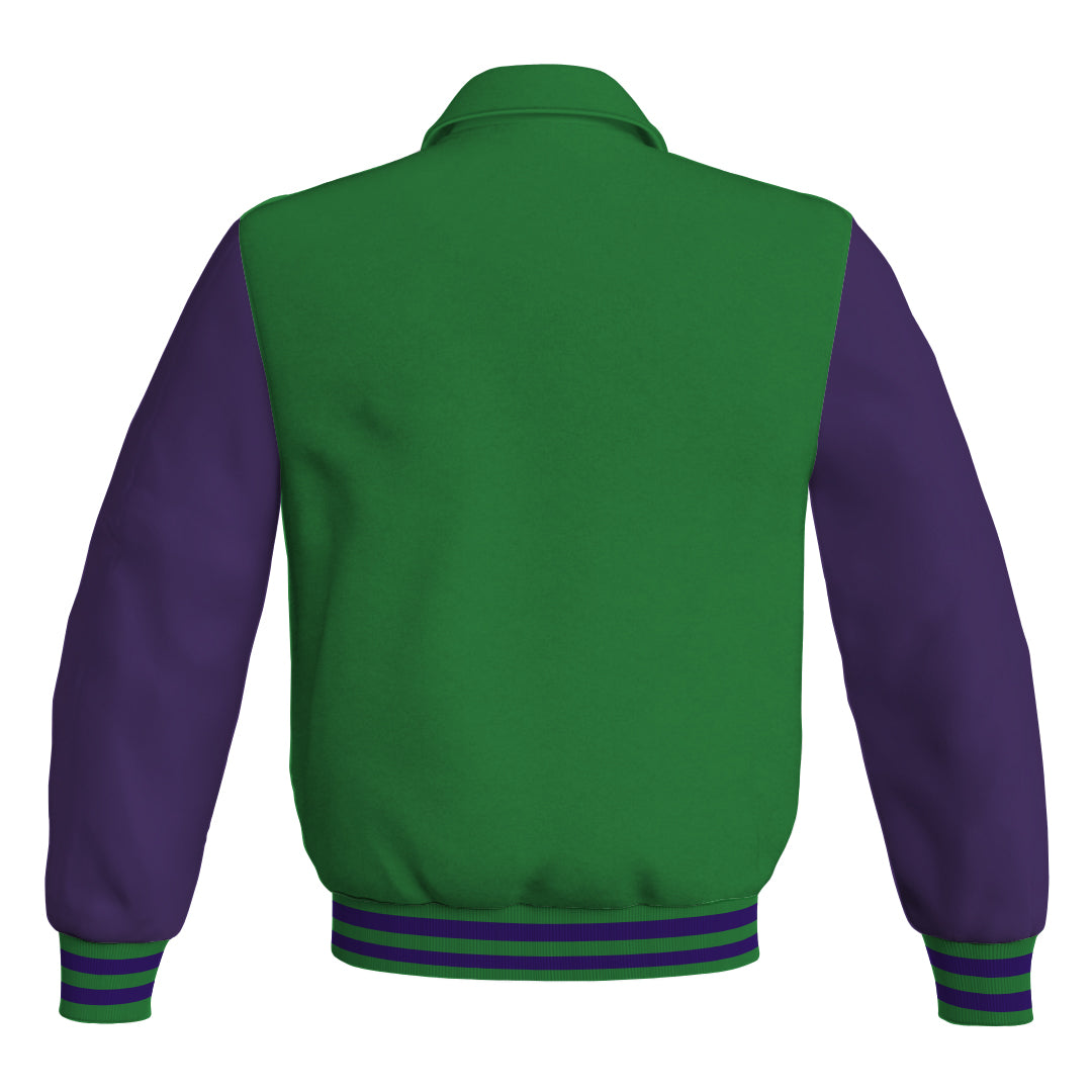 Letterman Varsity Classic Jacket Green Body and Purple Leather 