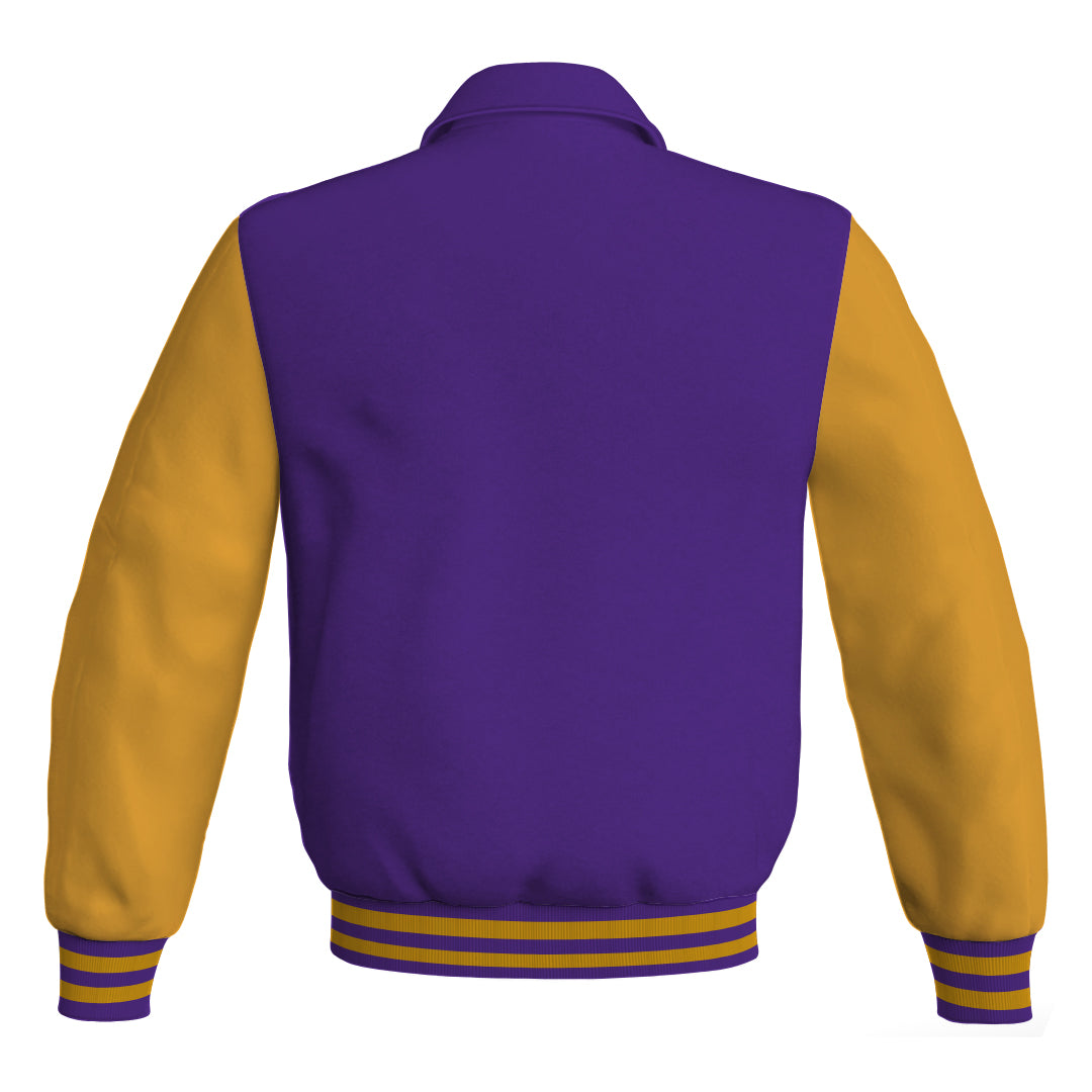 Letterman Varsity Classic Jacket Purple Body and Gold Leather 