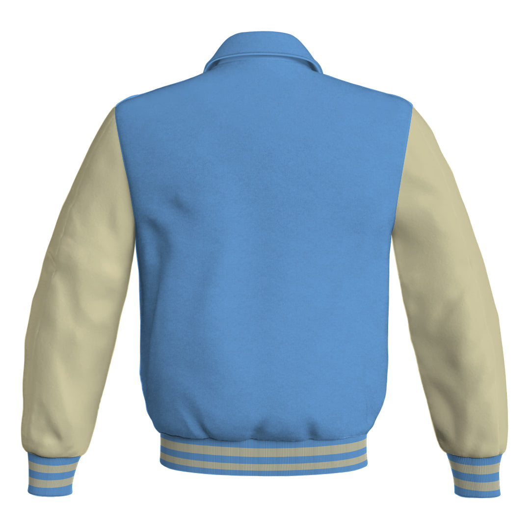 Letterman Varsity Classic Jacket Sky Blue Body and Cream Leather 