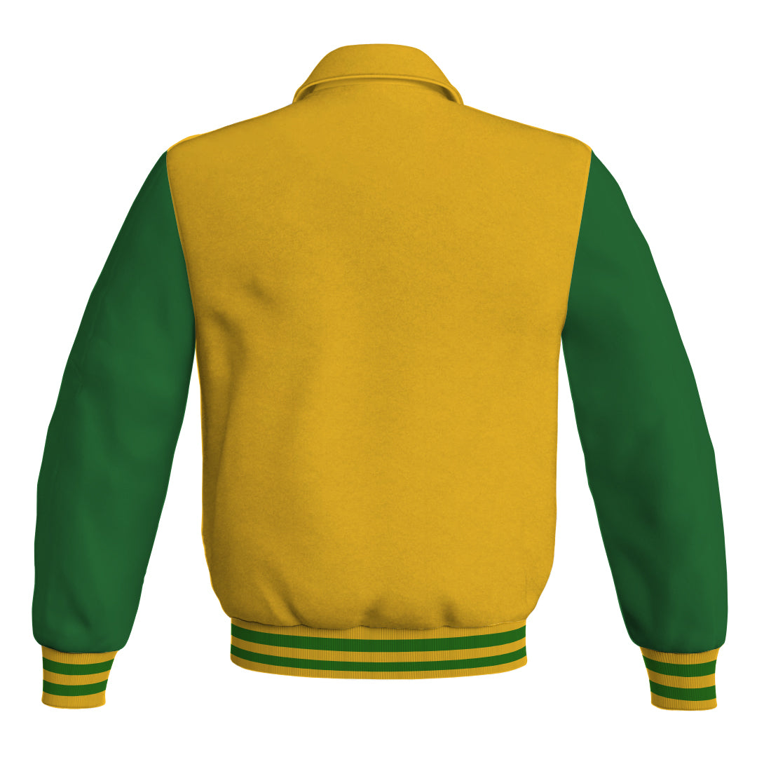 Letterman Varsity Classic Jacket Yellow/Gold Body and Green Leather 