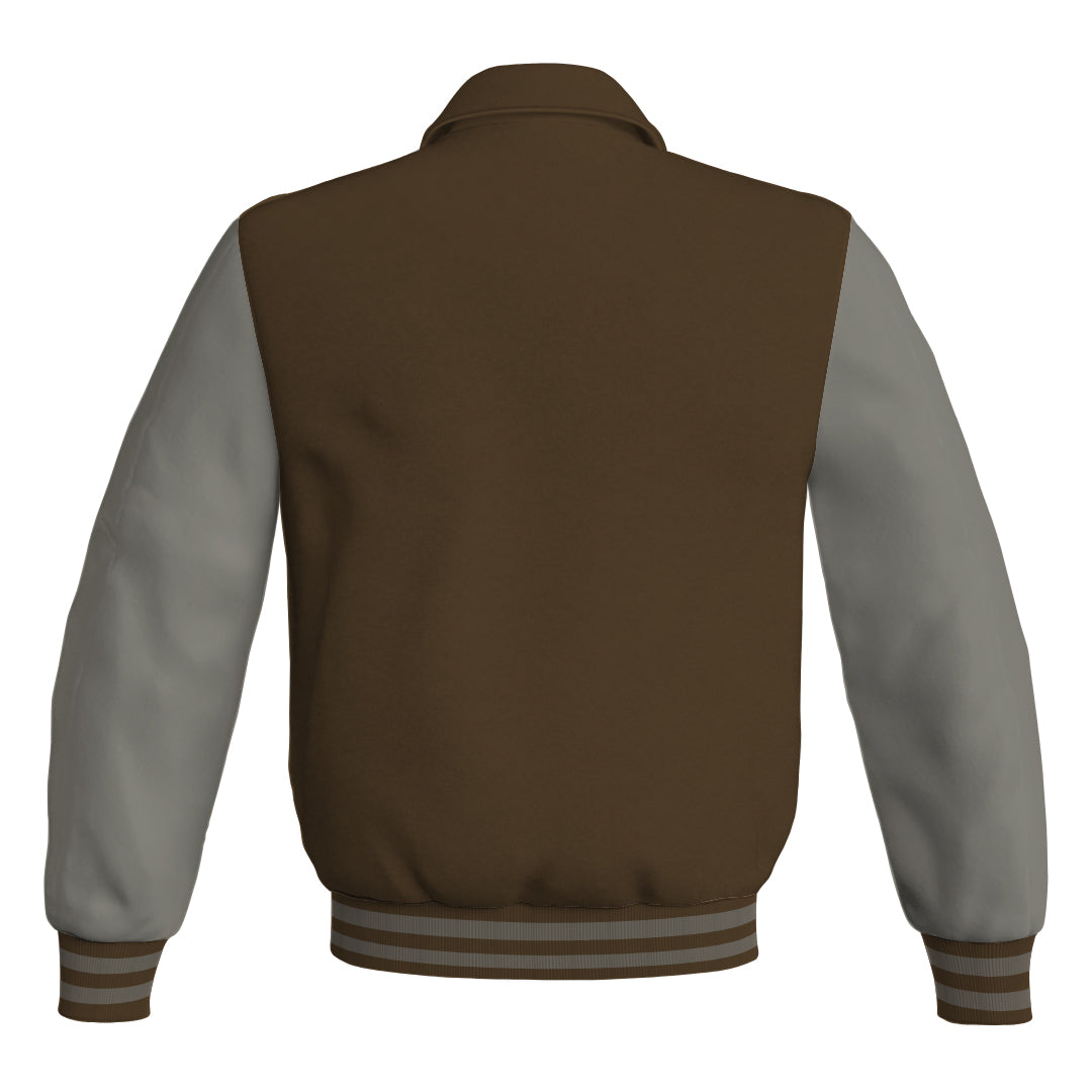 Letterman Varsity Classic Jacket Brown Body and Gray Leather 