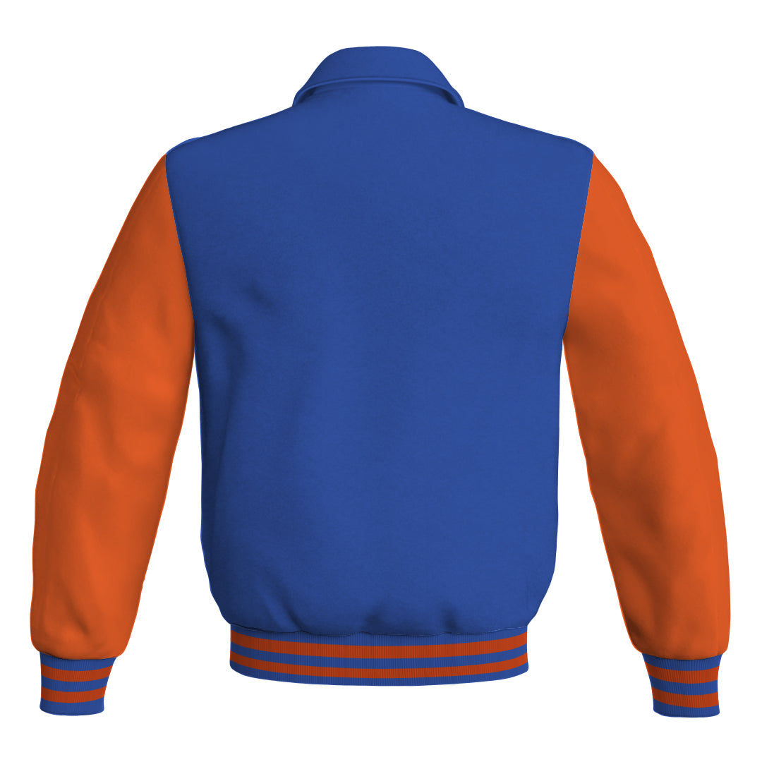 Letterman Varsity Classic Jacket Blue Body and Orange Leather