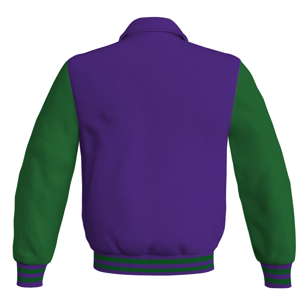 Letterman Varsity Classic Jacket Purple Body and Green Leather 