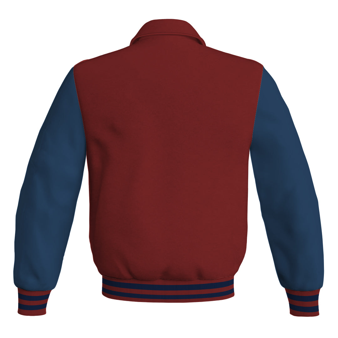 Letterman Varsity Classic Jacket Maroon Body and Navy Blue Leather 