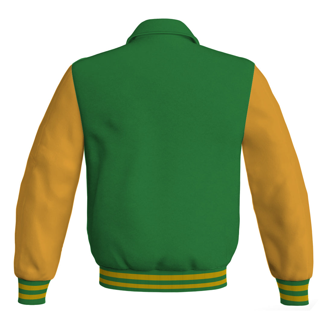 Letterman Varsity Classic Jacket Green Body and Gold Leather 