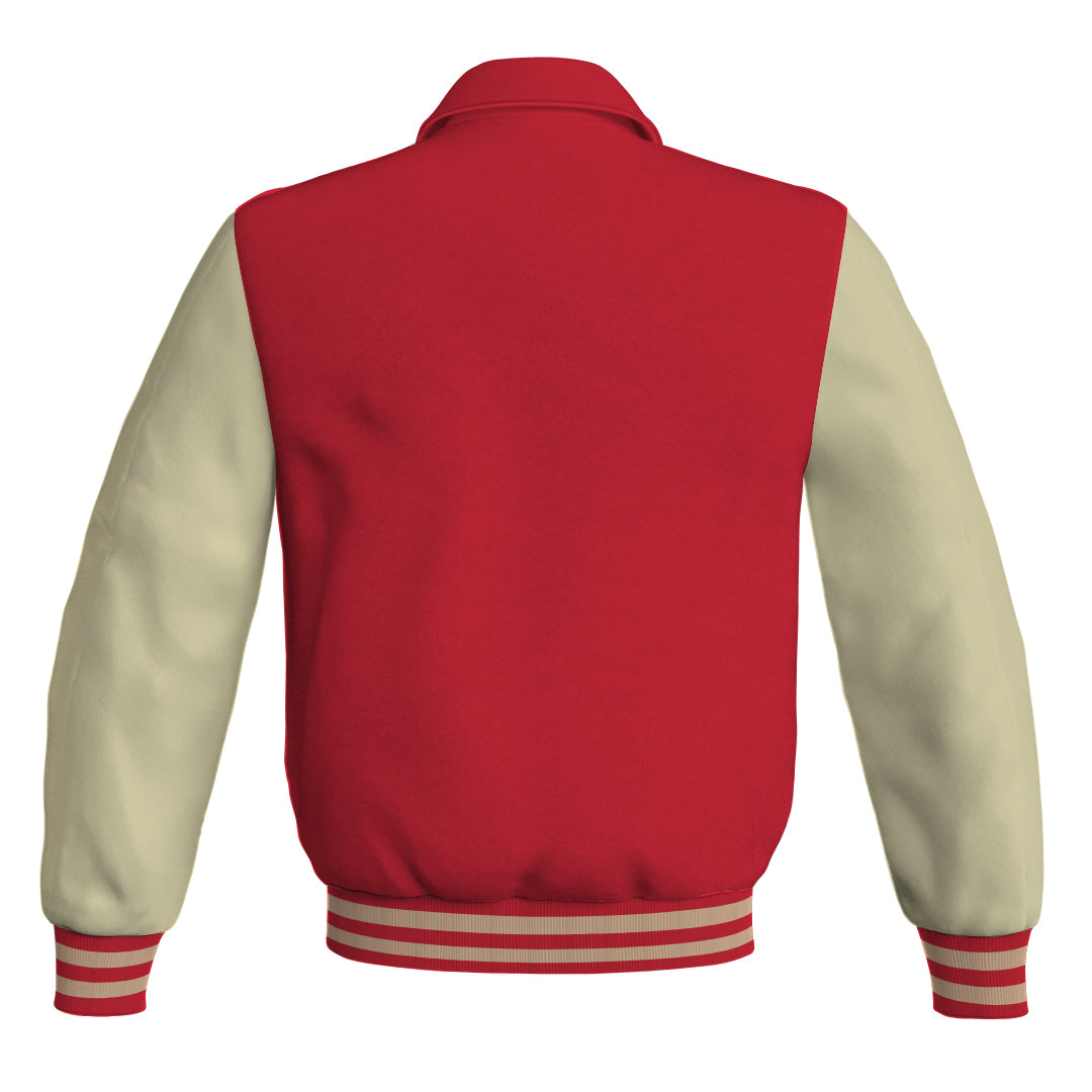 Letterman Varsity Classic Jacket Red Body and Cream Leather 