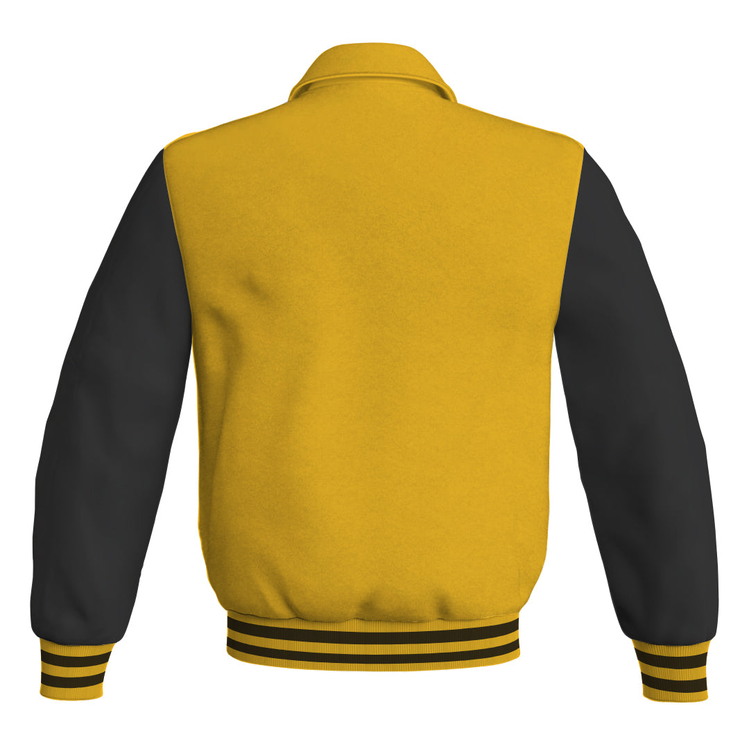 Letterman Varsity Classic Jacket Yellow/Gold Body and Black Leather 