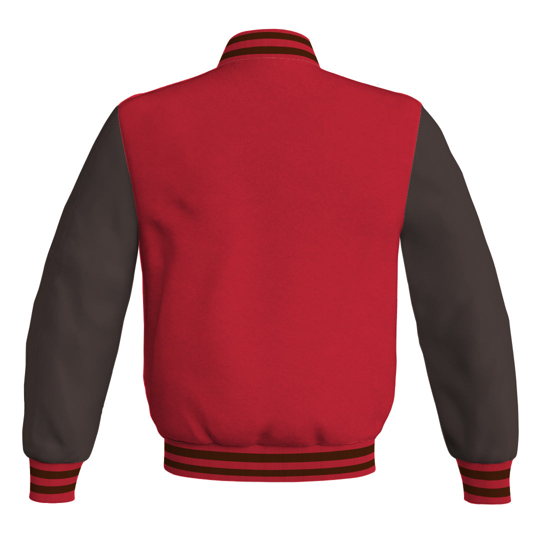 Varsity Jacket Mens Red Body and Brown Leather Sleeves Bomber Jacket