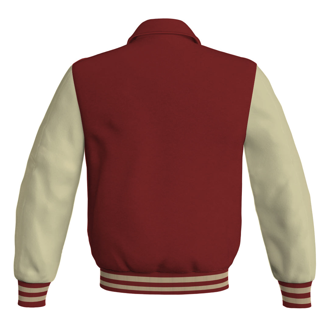 Letterman Varsity Classic Jacket Maroon Body and Cream Leather 