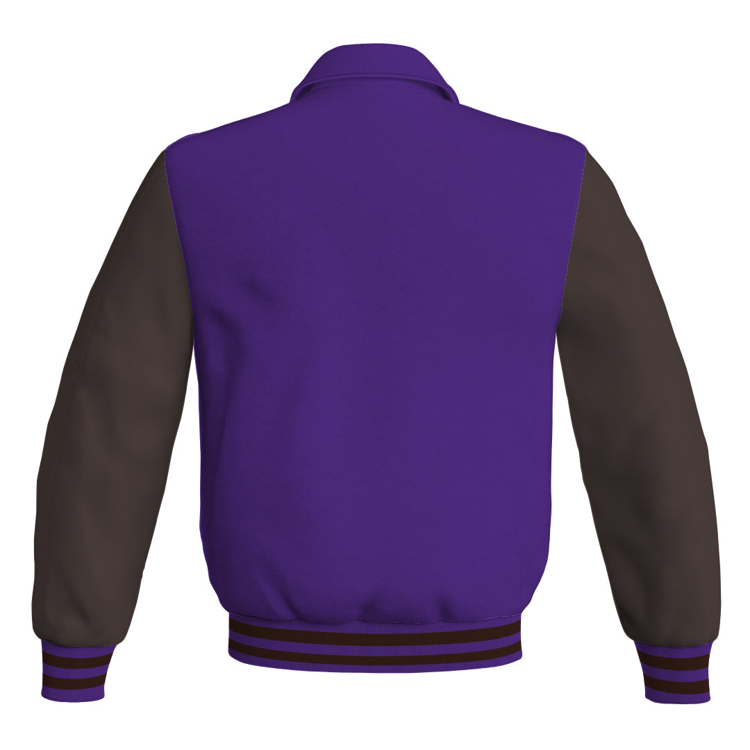 Letterman Varsity Classic Jacket Purple Body and Brown Leather 