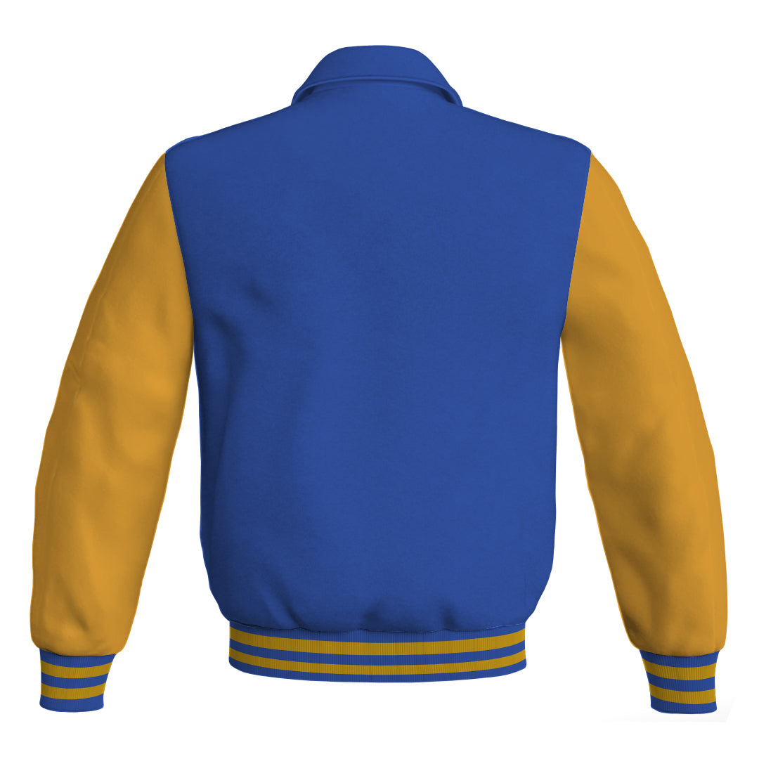 Letterman Varsity Classic Jacket Blue Body and Gold Leather 