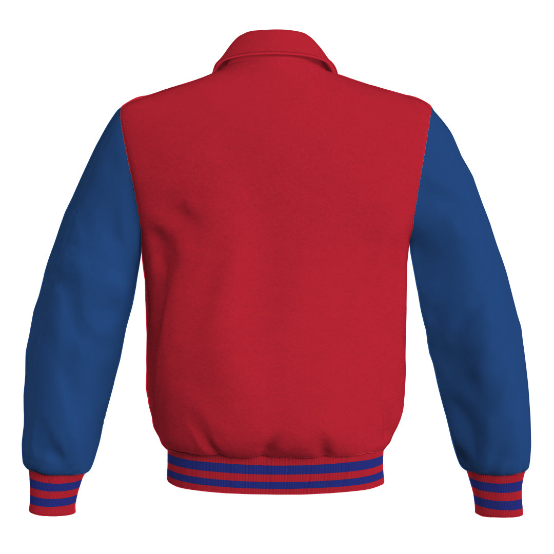 Letterman Varsity Classic Jacket Red Body and Blue Leather 