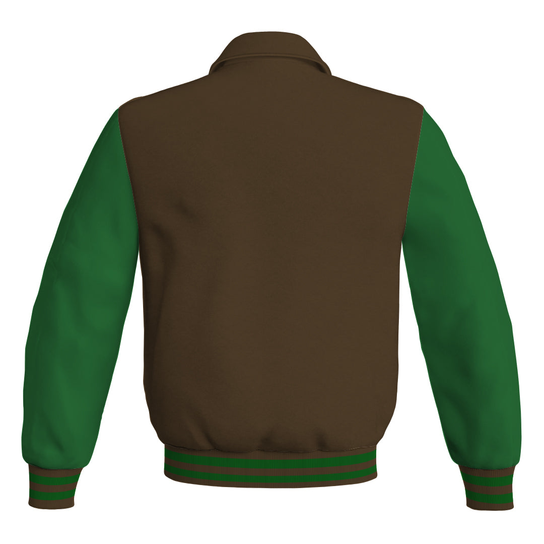 Letterman Varsity Classic Jacket Brown Body and Green Leather 