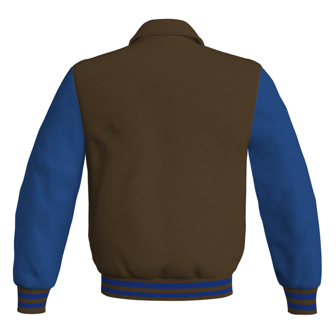 Letterman Varsity Classic Jacket Brown Body and Blue Leather 