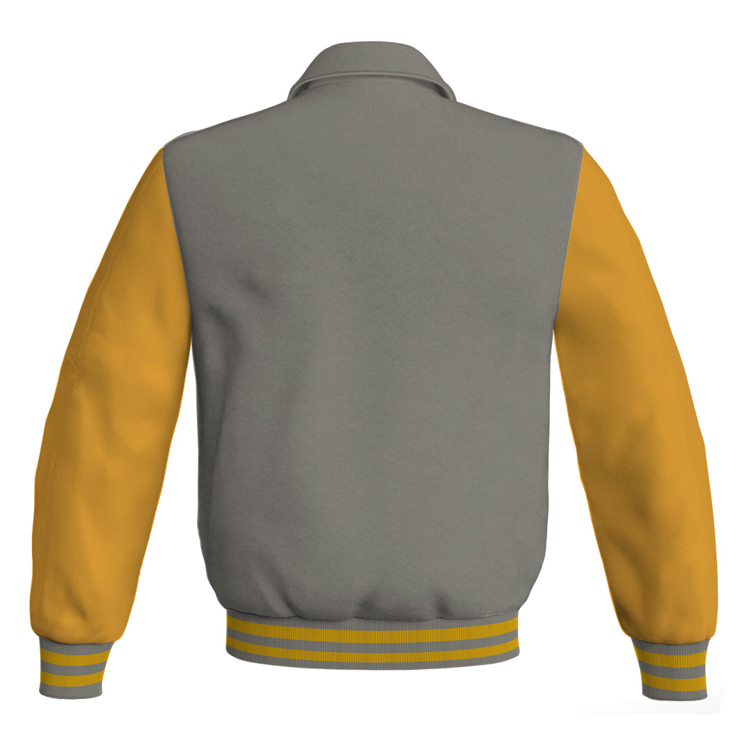 Letterman Varsity Classic Jacket Gray Body and Gold Leather 