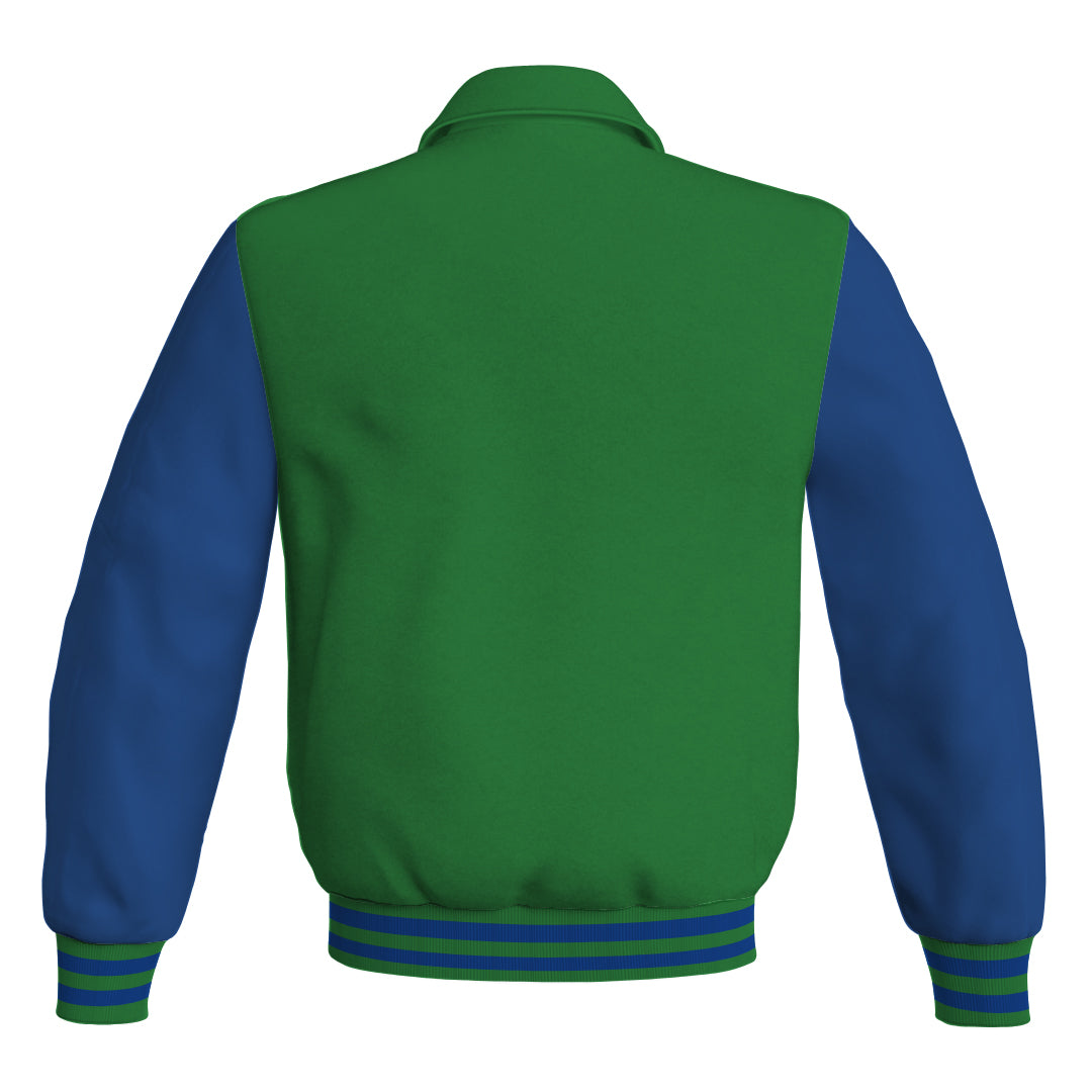 Letterman Varsity Classic Jacket Green Body and Blue Leather 