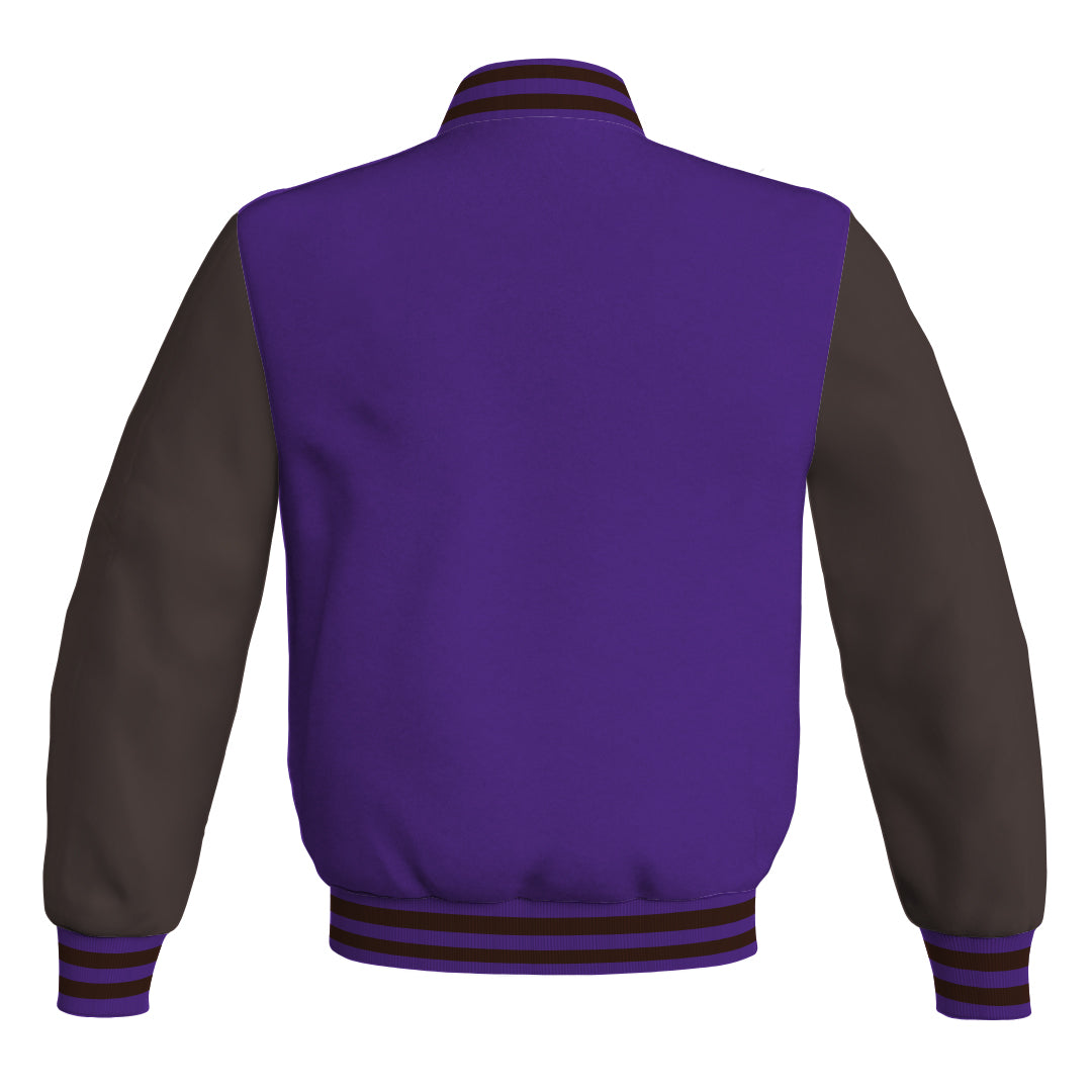 Varsity Jacket Purple Body and Brown Leather Sleeves Bomber Jacket