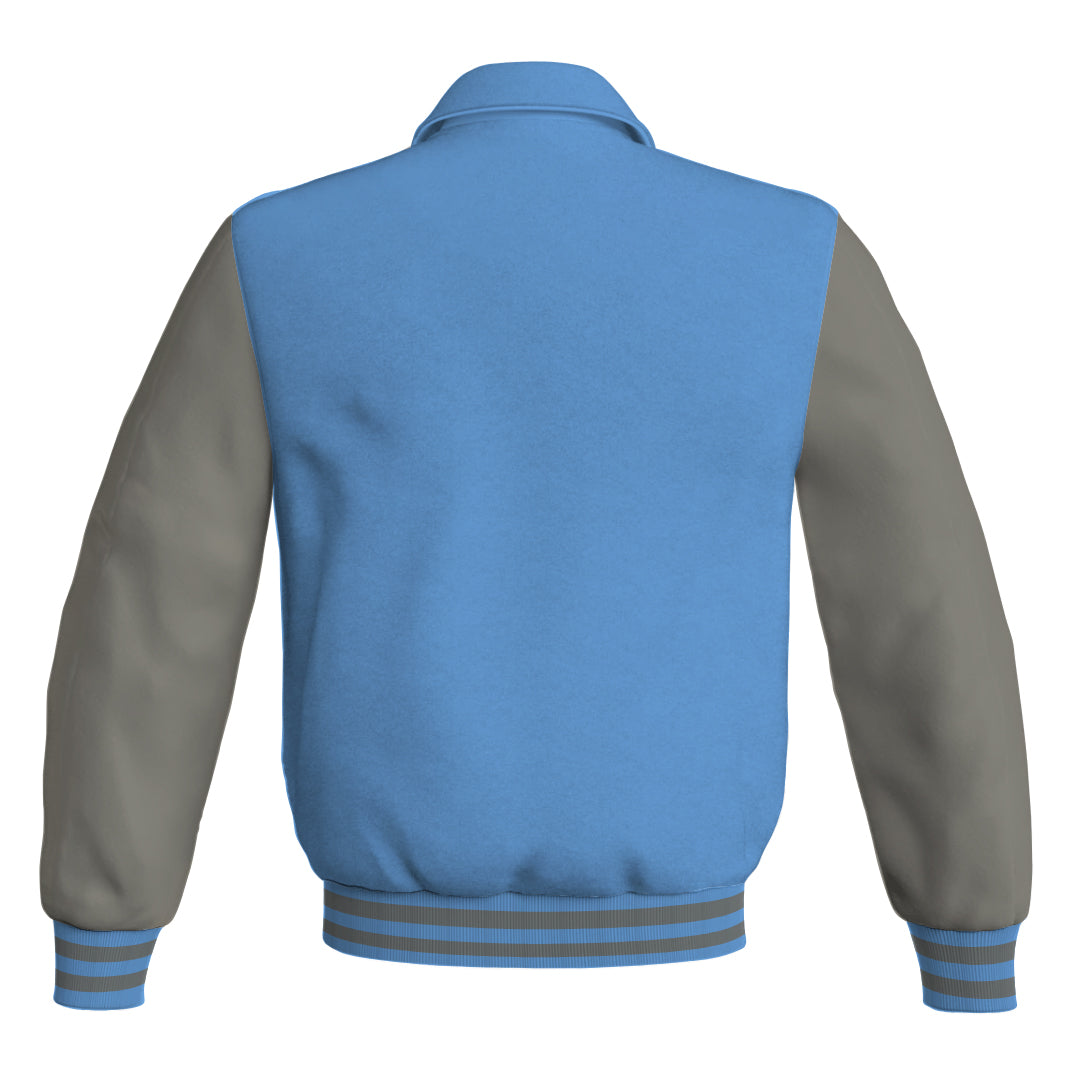 Letterman Varsity Classic Jacket Sky Blue Body and Gray Leather 