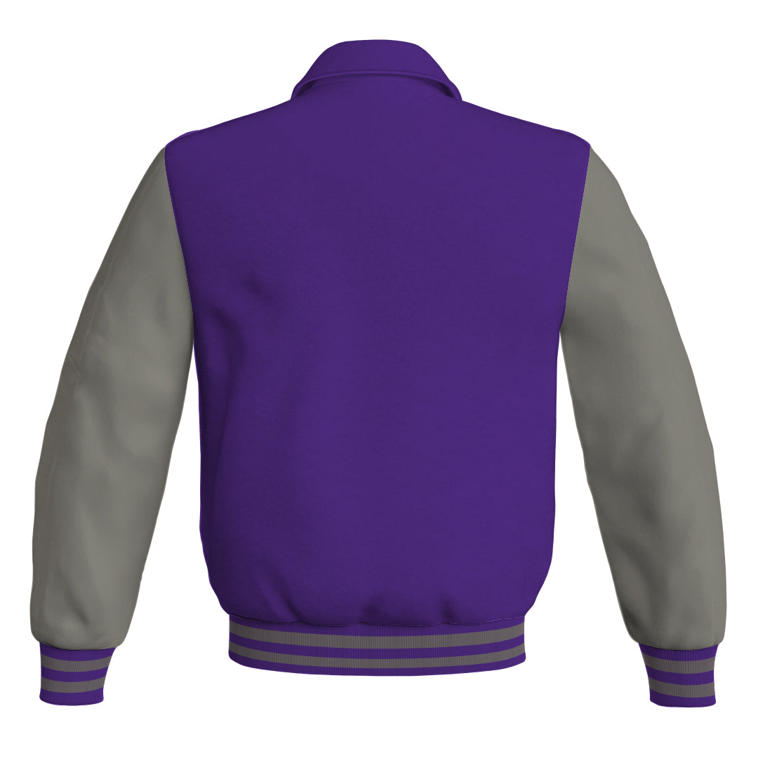 Letterman Varsity Classic Jacket Purple Body and Gray Leather 