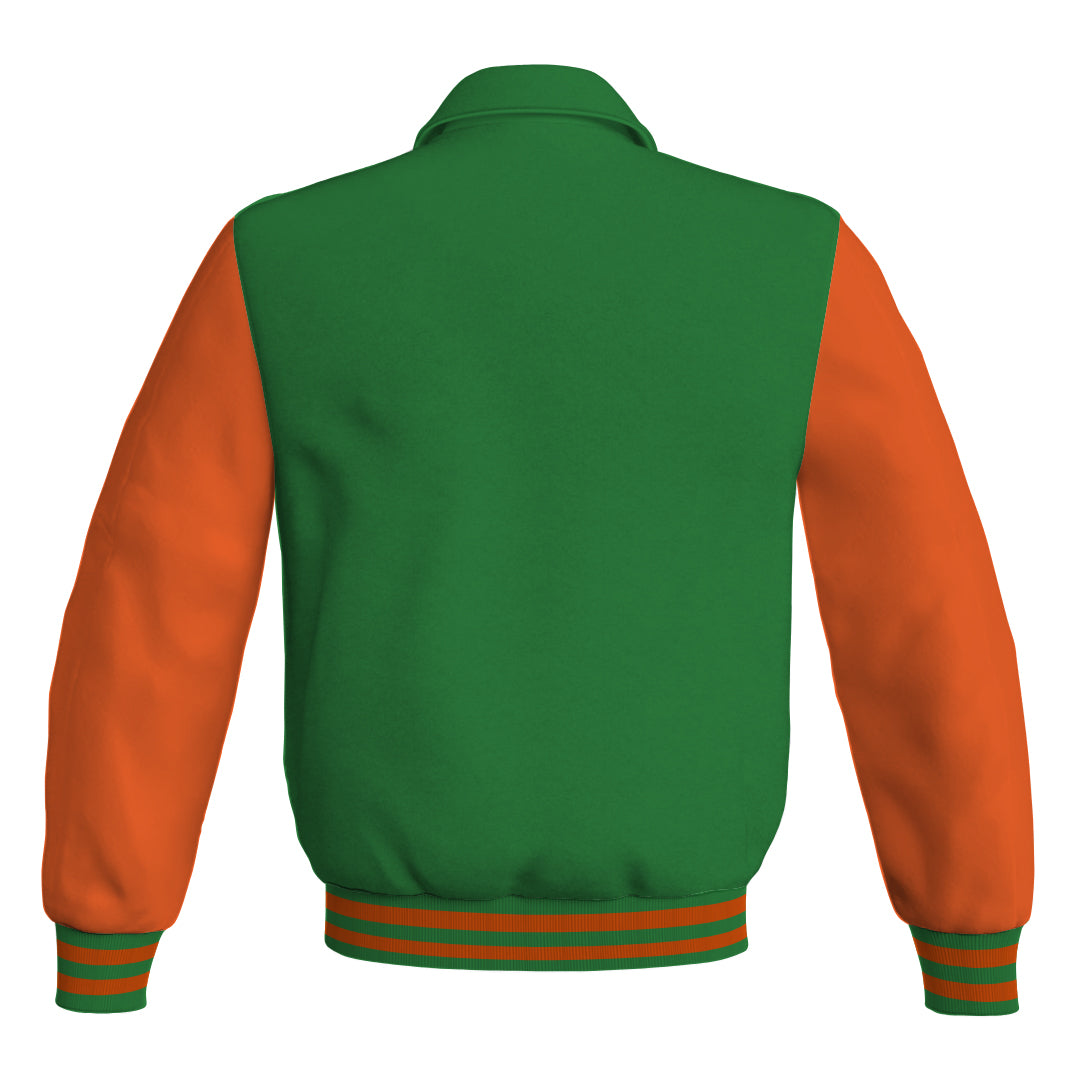 Letterman Varsity Classic Jacket Green Body and Orange Leather 