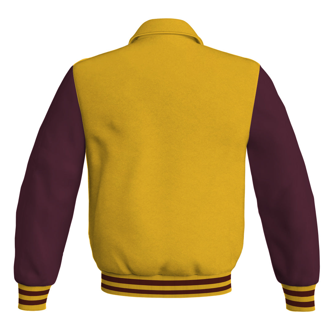 Letterman Varsity Classic Jacket Yellow/Gold Body and Maroon Leather 