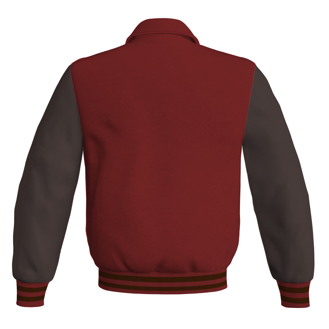 Letterman Varsity Classic Jacket Maroon Body and Brown Leather 