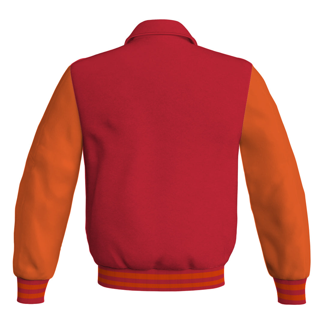 Letterman Varsity Classic Jacket Red Body and Orange Leather 