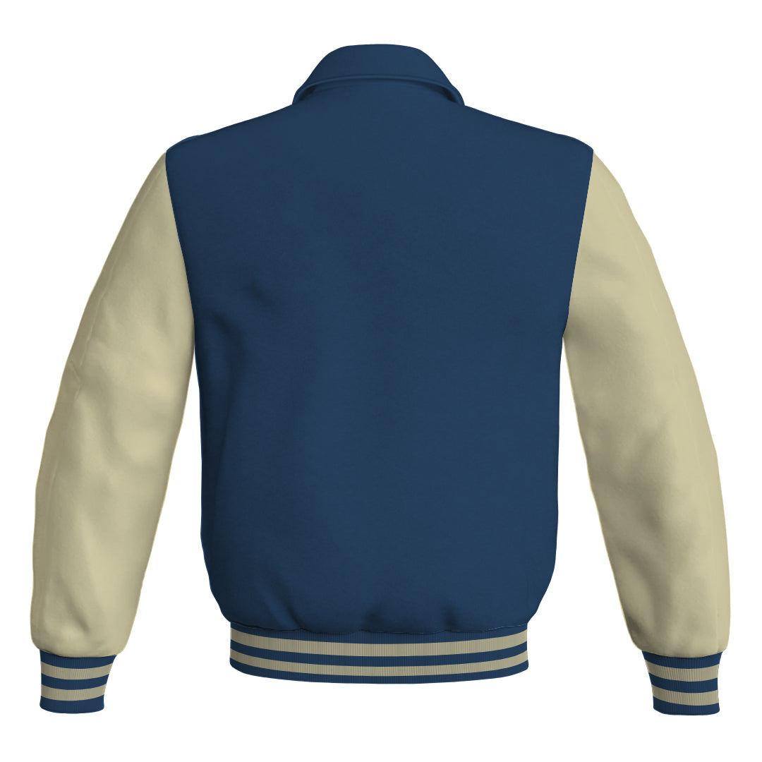 Letterman Varsity Classic Jacket Navy Blue Body and Cream Leather 