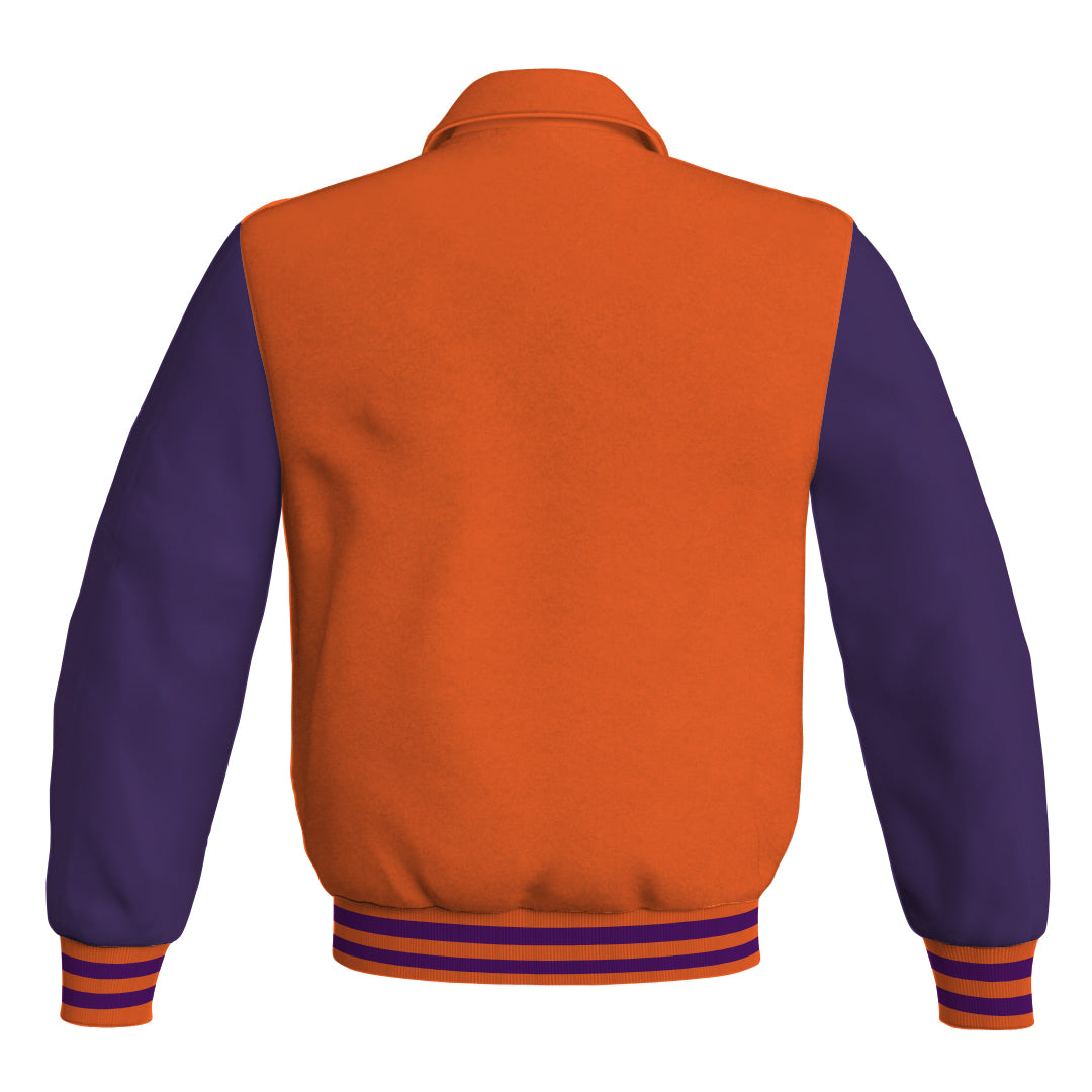 Letterman Varsity Classic Jacket Orange Body and Purple Leather 