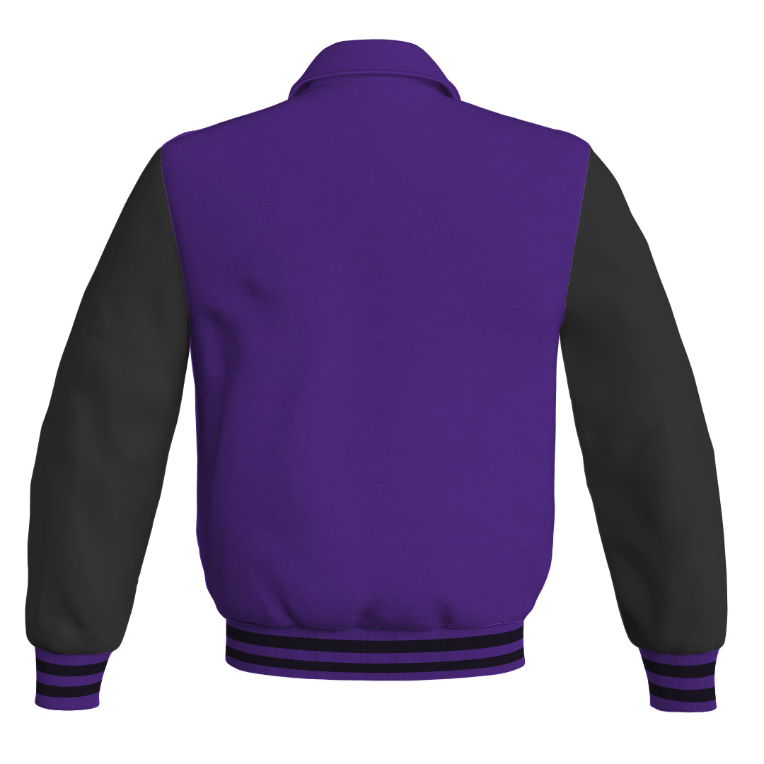 Letterman Varsity Classic Jacket Purple Body and Black Leather 