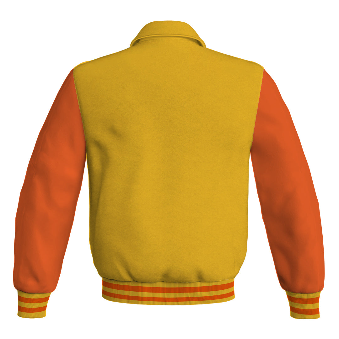 Letterman Varsity Classic Jacket Yellow/Gold Body and Orange Leather 