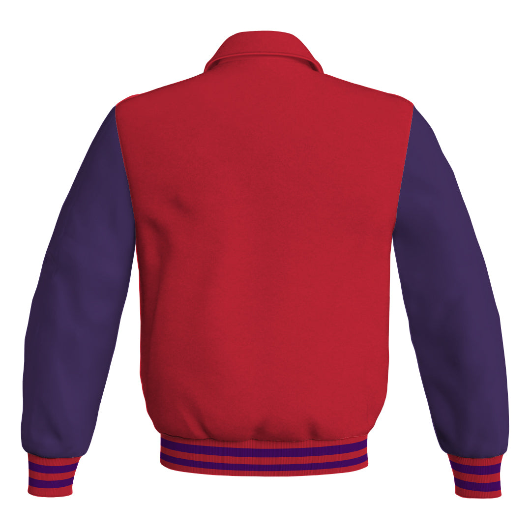 Letterman Varsity Classic Jacket Red Body and Purple Leather 