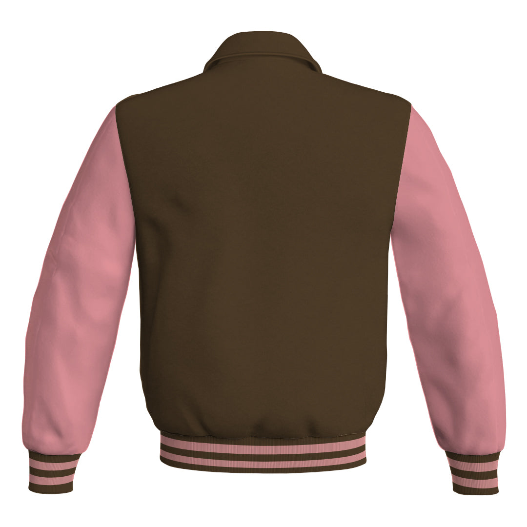 Letterman Varsity Classic Jacket Brown Body and Pink Leather