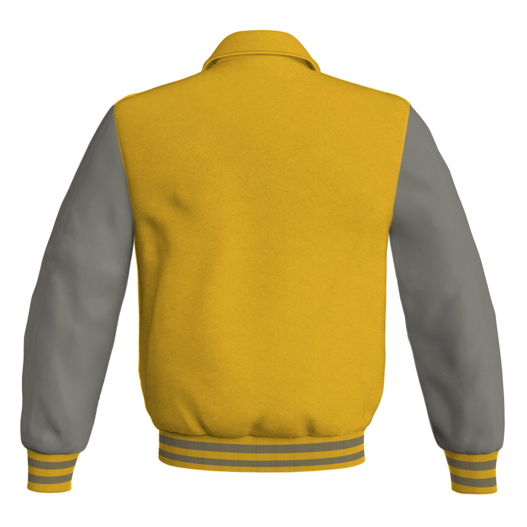 Letterman Varsity Classic Jacket Yellow/Gold Body and Gray Leather 